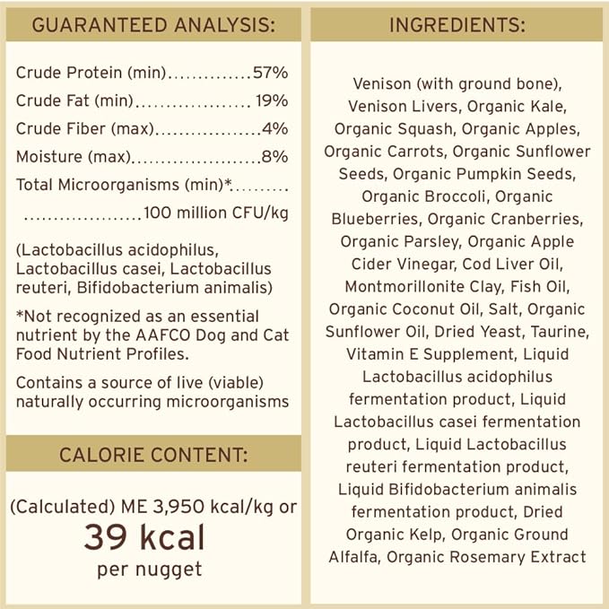 Primal Freeze Dried Raw Cat Food Nuggets Venison, Complete & Balanced Meal or Topper, Premium, Healthy, Grain Free, High Protein Raw Cat Food with Probiotics (14 oz)