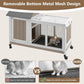 38''L Rabbit Hutch Outdoor Indoor with Wheels, Wooden Expandable 2 Story Bunny House Rabbit Cage with Run, Waterproof Roof, Pull Out Tray, Guinea Pig Cage Chicken Coop for Small to Medium Pets