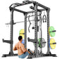 Power Cage,1600lbs Multi-Function Power Rack with Adjustable Cable Crossover System and More Training Attachment, Weight Cage for Home Gym