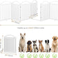 BHG Metal No-Assembly Freestanding Dog Gate with Door Walk Through, Extra Wide 144", Extra Tall 32" Pet Gate, Accordion Puppy Folding Playpen Dog Fence for Indoor & Outdoor, with 2PCS Support - White
