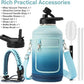 Insulated Water Bottle | Thickened Stainless Steel Vacuum Metal | Portable Sports Half Gallon Large Water Jug for Gym and Hiking with Straw, Carrier Bag, Handle Strap | BPA-Free 64 oz