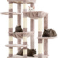 Heybly Heavy Duty Cat Tree, 71-Inch Tall Tower for Large Maine Coon with Extra-Large Baseboard, Cat Condo Furniture with Multi-Level Platforms, 2 Hammocks and 12 Scratching Posts, Muchroom HCT037MU