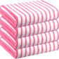 JML Microfiber Beach Towels, Bath Towel Set (4 Pack, 27" x 55") - Extra Large, Soft, Absorbent, Fast Drying, Multipurpose for Hair, Bathroom, Swimming, Fitness, Sport, Yoga -Stripe Pink