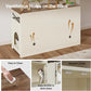 Cat Litter Box Enclosure for 2 Cats, 47" Hidden Litter Box Furniture Cat Washroom with Double Large Room, Farmhouse Indoor Litter Box Cabinet TV Stand, White