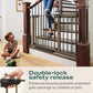 Cumbor 29.7-46" Baby Gate for Stairs, Mom's Choice Awards Winner-Auto Close Dog Gate for the House, Easy Install Pressure Mounted Pet Gates for Doorways, Easy Walk Thru Wide Safety Gate for Dog, Brown