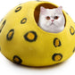 Woolygon Premium Felt Cat Cave Bed - Polka Dot Series - Wool Kitty Beds Handcrafted Kitten Caves Bed for Indoor Cats - Eco-Friendly Merino Wool, Foldable Cat Hideaway Cat Houses Pod