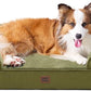 EHEYCIGA Orthopedic Dog Beds for Large Dogs, Waterproof Memory Foam Large Dog Bed with Sides, Non-Slip Bottom and Egg-Crate Foam Pet Couch Bed with Washable Removable Cover, Olive Green