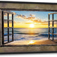 Beach Large Wall Art Sea Coastal Pictures Rustic Window Sunrise Wall Decor Canvas Print Painting Artwork for Bathroom Living Room Bedroom 36L" x 24W"