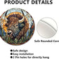 Lygond Metal Sign Tin Sign Circular Stained Glass American Bison Metal Sign for Pet 8×8 Inches