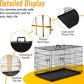 FDW Dog Crate for Medium Dogs 30 Inch Folding Metal WirePet Cage Double Door W/Divider Panel Indoor Outdoor Kennel Leak-Proof Plastic Tray,Black