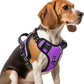 Timos Dog Harness Medium Sized, No Pull with Neck Lockable Snap,No Choke Front Clip Dog Reflective Harness,Adjustable Metal Rings 3 Buckles,Easy Control Handle for Medium Dogs Purple M