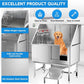 Dog Washing Station 50" Dog Grooming Tub with Right Stair& Faucet, Stainless Steel Dog Bathing Station for Home,Dog Bathtub for Large,Medium,Small Pets