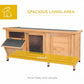 PawHut Wooden Rabbit Hutch Bunny Hutch Cage Guinea Pig with Waterproof Roof, No Leak Tray and Feeding Trough, Indoor/Outdoor, Natural