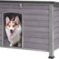 GUTINNEEN Chew Proof Dog House with Metal Iron Frame Outdoor Dog Kennel for Small Medium Large Indoor Dog Cage (33.5" L,Grey Color)
