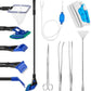 Aquarium Fish Tank Cleaning Tool Kit Include 4 Pcs Long Aquascape Tools Kit 1 Pcs Magnetic Glass Cleaner Brush 5 in 1 Fish Tank Gravel Cleaner and Siphon Vacuum for Terrarium Fish Tank Set
