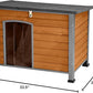 Indoor Outdoor Dog House,Anti-Chewing Iron Frame Dog Kennel,Wood Warm Pets Home,Weatherproof Outside Shelter for Feral Animal 33.5" (L) X 22" (W) X 25.2" (H) Brown