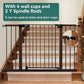 BABELIO Baby Gate with Black Wood Pattern, 29-48 Inch Auto Close Dog Gate for The House, Stairs and Doorways, Pressure Mounted Pet Gate with Door and Y Spindle Rods
