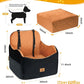 Car Seat Booster for Dog: High-Support Memory Foam Pet Car Seat for Small/Medium Dogs Under 35lbs with Elevated Cushion,Pockets - Detachable Washable Puppy Travel Bed for Driving(Black/Brown)
