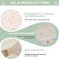 Wood Cat Tree 17” x 16”x 53” Modern Sturdy Cat Tower with Double Condos Hand-Woven Beds & Toys Multilevel Huge Paws Pals Tree Indoor Cat Furniture for Big Cats