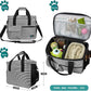 PetAmi Dog Travel Bag - Travel Pet Organizer with Food Container and Bowls, Perfect for Weekend Camping, Cat Diaper Bag (Stripe Black, Medium)