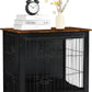 DWANTON Dog Crate Furniture with Cushion, Wooden Kennel Table with Double Doors, Indoor Dog House, Small/Medium/Large Size, 27.2" L, Black+Rustic Brown