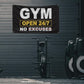 GYM OPEN 24/7 INDOOR NO EXCUSES Motivational Gym Banner, 3x5 Ft Single-sided Printing Inspirational Wall Decor Flag, Perfect Motivational Wall Decor, Keep Motivated and Passion with Gym Flag