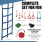 Slsy Ninja Warrior Obstacle Course for Kids, 50FT Durable Ninja Slackline Kit with 8 Complete Accessories, Playset Equipment with Swing, Climbing Net, Ladder & Monkey Bars (8 Obstacles)