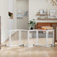 Dog Gates for Doorways Extra Wide 110inches (9ft), Wooden Freestanding Pet Gates for Dogs with 4 Support Stands, Foldable Gates for Dogs Indoor