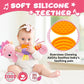 Baby Toys 0 to 12 Months, Musical Stuffed Animal Activity Soft Toys with Multi-Sensory Crinkle, Rattle and Textures,Infant Tummy Time Toys for Newborn Girls, Seahorse, Pink