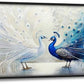 Quorin Peacock Large Wall Art Blue and White Pictures Elegant Animal Wall Decor Canvas Print Painting Artwork for Bathroom Living Room Bedroom 60L x 30W