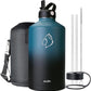 BUZIO 1 Gallon Water Bottle Insulated with Straw Lid, 128oz Large Water Jug Stainless Steel Metal Vacuum Water Flask Leak Proof 18/8 Food Grade Thermo Mug Keep Cold 48H & Hot 24H, Indigo Crush