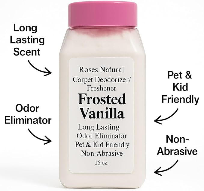 Carpet Deodorizer and Freshener, Inspired by Ice Vanilla Woods, Extra Strength, Pet & Kid Safe, Vanilla Pumpkin Scent, 16 oz (Frosted Vanilla)