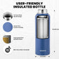 Insulated Water Bottle 40 oz, Triple Wall Vacuum Stainless Steel (Cold for 48 Hrs), Leak Proof & Non-BPA, Modern Water Flask Jug with Paracord Handle & Straw Spout Lids, Navy Blue