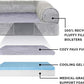 Furhaven Cooling Gel Dog Bed for Large Dogs w/ Removable Bolsters & Washable Cover, For Dogs Up to 125 lbs - Faux Fur & Velvet Sofa - Smoke Gray, Jumbo Plus/XXL