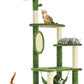 55 Inch Large Cat Tree Tower for Indoor Cats with Hammock Green Leaves Sisal Scratching Post, Plush Hang Ball Play Furniture for Kittens & Adult Cats,New Green