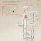 Feandrea Cat Tree, 66.1-Inch Large Cat Tower with 13 Scratching Posts, 2 Perches, 2 Caves, Basket, Hammock, Pompoms, Multi-Level Plush Cat Condo for Indoor Cats, Cream White UPCT165T01