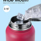 Water Bottle 40 oz Insulated with Straw&Brush, Coolflask Vaccum Stainless Steel Metal 3 Lids Water Flask for Sports, Gym or Office, Keep Cold 48H Hot 24H, Ombre Wine/Navy