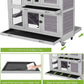 GUTINNEEN Large Rabbit Hutch Indoor with Chew-Proof Ramp, 47" Wooden Bunny Cage Guinea Pig Cages with Casters, Leak-Resistant Trays for Rabbits, Guinea Pigs, Small Animals