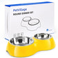 Elevated Dog Bowls Set - Non-Slip Raised Pet Feeder with Medium (2 Cups) & Large (4 Cups) Stainless Steel Bowls - Includes Durable Resin Stand for Puppies, Adult Dogs & Cats - Yellow