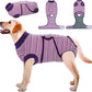 Kuoser Dog Surgery Recovery Suit for Female Male Dogs, Stripes Spay Neuter Anti-Licking Dog Onesie, Abdominal Wounds Surgical Suit Snugly Pet Collar Alternative Post Surgery Vest Bodysuit, Purple 2XL
