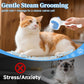 Pet Steam Brush for Dog & Cat - 3-in-1 Steam Grooming Brush for Shedding & Hair Removal - Self Cleaning Spray Comb with Mist for Long Haired Pets - Includes 2*Waterless Shampoo, Blue