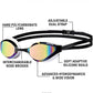 ARENA Unisex Python Racing Swim Goggles for Men and Women Anti-Fog No Leak Max Comfort Dual Strap, Mirror/Non-Mirror Lens