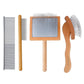 Ergonomic Slicker Brush for Long-Haired Dogs - Wooden Handle, Long Pins for Grooming Goldendoodles