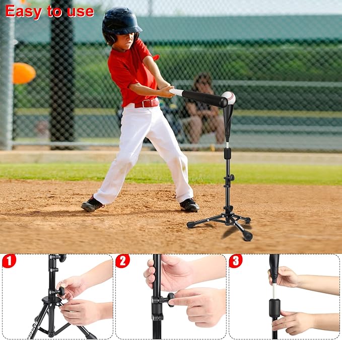 Baseball Tee for Kids,Youth Stand Set,Teeball Set,Youth Baseball,Softball Batting Tee Set,Easy Adjustable Height