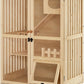 MCombo Wooden Cat Houses for Indoor Cats, Luxury Kitten House with Scratching Pad, Lockable Doors, Wheels, CT090