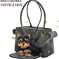 Minsong Fashion Pet Carrier Purse for Small Cat and Dog, Luxury Pu Soft-Sided Tote Bag with Large Pockets for Dogs and Puppies (Black, 13.6" L x 6" W x 10.0" H)