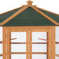 PawHut 69" Large Wooden Hexagonal Outdoor Aviary Flight Bird Cage with Covered Roof, Brown