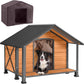 Aivituvin Dog House with Insulated Liner Outdoor All-Around Iron Frame Dog Kennel Outside with Overhang Roof Large Porch Weatherproof
