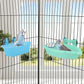 Wontee Bird Bath Box with Mirror Portable Parrot Hanging Bathroom Bathing Tub for Small Birds Cleaning Supplies (Blue(B)+Green)