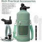 Insulated Water Bottle | Thickened Stainless Steel for Gym and Hiking with Straw, Carrier Bag, Handle Strap | BPA-Free 87 oz